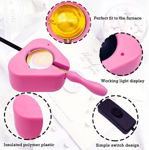 Wax Seal Warmer Wax Seal Kit with Spoon and Tweezers, Great Tool for Melting Wax Seal Sticks Sealing Wax Beads (Pink) in Saudi Arabia