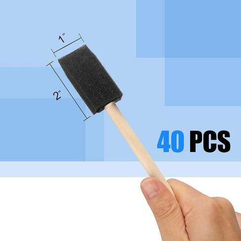 40 Pcs Foam Brush,1" Foam Paint Brushes, Wood Handle Sponge Paint Brush, Foam Brushes for Painting for Staining, Varnishes, and DIY Craft Projects in Saudi Arabia