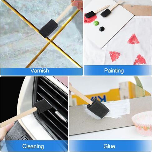 40 Pcs Foam Brush,1" Foam Paint Brushes, Wood Handle Sponge Paint Brush, Foam Brushes for Painting for Staining, Varnishes, and DIY Craft Projects in Saudi Arabia