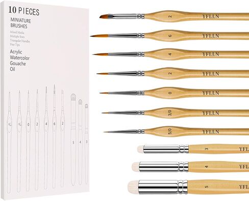 Dry Brush Miniature Painting Drybrush Set, 5 Sizes (#1, #2, #3, #4, #5) Animal Hair Brushes for Advanced & Professional Art, Black in Saudi Arabia