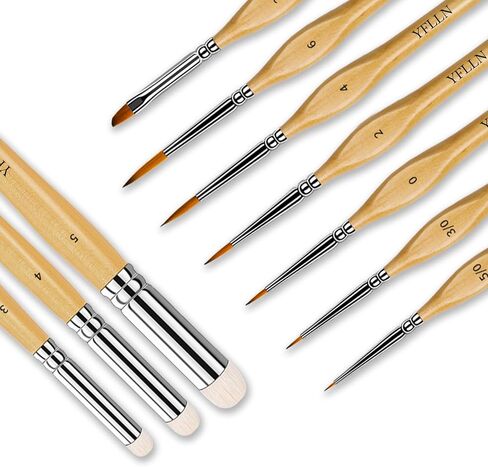Dry Brush Miniature Painting Drybrush Set, 5 Sizes (#1, #2, #3, #4, #5) Animal Hair Brushes for Advanced & Professional Art, Black in Saudi Arabia