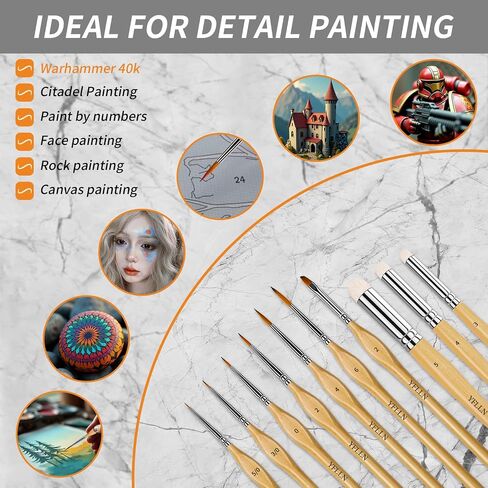 Dry Brush Miniature Painting Drybrush Set, 5 Sizes (#1, #2, #3, #4, #5) Animal Hair Brushes for Advanced & Professional Art, Black in Saudi Arabia