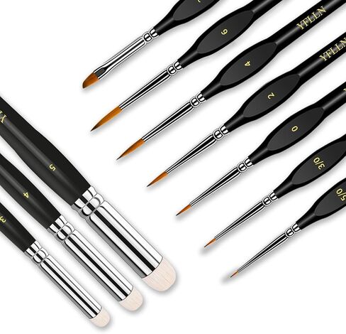 Dry Brush Miniature Painting Drybrush Set, 5 Sizes (#1, #2, #3, #4, #5) Animal Hair Brushes for Advanced & Professional Art, Black in Saudi Arabia