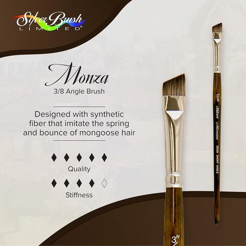 Silver Brush Limited 2633S Monza Angle Brush, Oil, Acrylic, and Watercolor Brush, Short Handle, Size 1/8" in Saudi Arabia