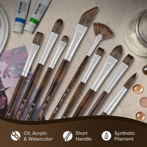 Silver Brush Limited 2633S Monza Angle Brush, Oil, Acrylic, and Watercolor Brush, Short Handle, Size 1/8" in Saudi Arabia