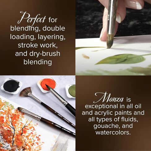 Silver Brush Limited 2633S Monza Angle Brush, Oil, Acrylic, and Watercolor Brush, Short Handle, Size 1/8" in Saudi Arabia