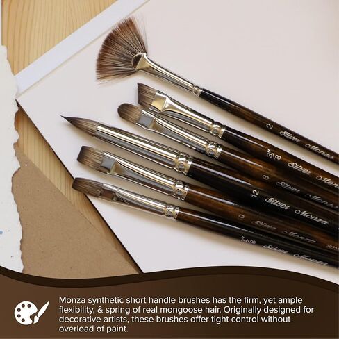 Silver Brush Limited 2633S Monza Angle Brush, Oil, Acrylic, and Watercolor Brush, Short Handle, Size 1/8" in Saudi Arabia