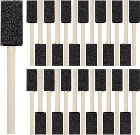 40 Pcs 1'' Foam Paint Brushes, Sponge Paint Brush, Wooden Handles Foam Brush, Sponge Brushes for Painting, Craft, Staining, Varnish, Touch Up in Kuwait