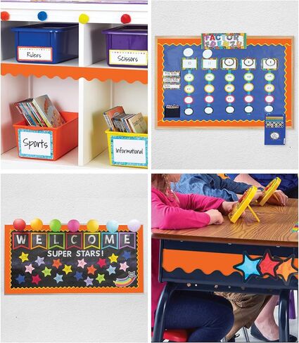 Carson Dellosa 36 Ft Scalloped Black Bulletin Board Borders, Classroom Borders For Bulletin Board, White Board, Cork Board, Locker, And Classroom Décor, Bulletin Board Trim in Saudi Arabia