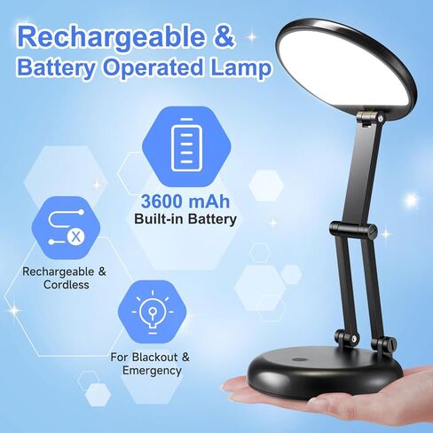 Rechargeable Table Lamp Battery Operated Lamp 3600mAh,Foldable+Portable Cordless Table Lamp, Dimmable+9 Brightness Small Lamp Cordless Table Lamps Rechargeable Table Lamp, Desk Lamps for Home Office in Kuwait