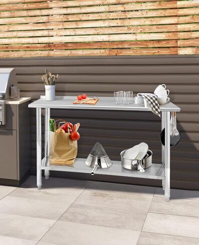 Stainless Steel Prep Table, NSF Commercial Work Table 72 x 30 x 35 Inches with Undershelf, Stainless Steel Table for Food Prep & Work, Heavy Duty for Kitchen, Restaurant, Hotel, Silver in Kuwait