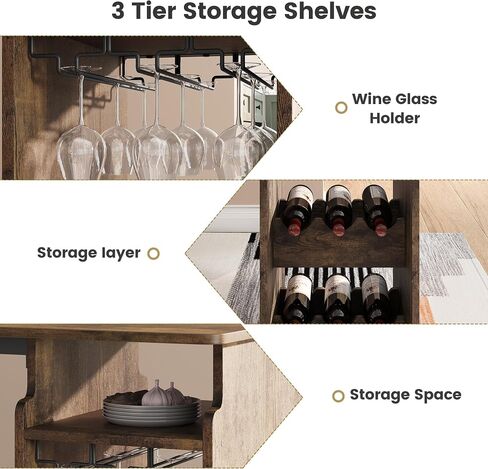 Bar Table and Chairs for 2, Dining Room Table with Double Tier Wine Rack and Glasses Hanging, White Marble Pattern and 2 Velvet Seat, Modern Dining Set for Home & Office in Saudi Arabia