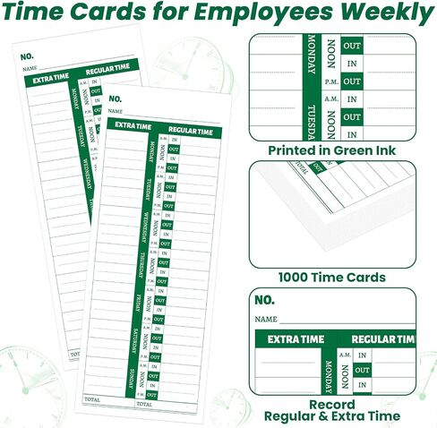 gisgfim 100 Sheets Time Cards for Employees Single Sided Weekly Timecards for Time Clocks Small Business 3-1/2x9 in Time Sheets for Employees for Punch Time Clock Employee Attendance Payroll Recorder in Saudi Arabia