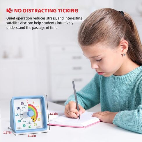 Secura 60-Minute Visual Timer for Kids, Time Clocks, Countdown Timer for Office Kitchen, Classroom Timer for Kids, Silent Time Management Tool (Navy Blue & Navy Blue) in Saudi Arabia