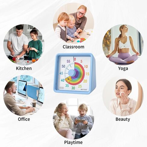 Secura 60-Minute Visual Timer for Kids, Time Clocks, Countdown Timer for Office Kitchen, Classroom Timer for Kids, Silent Time Management Tool (Navy Blue & Navy Blue) in Saudi Arabia