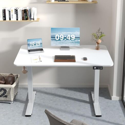 Furmax Electric Height Adjustable Standing Desk Large 55 x 24 Inches Sit Stand Up Desk Home Office Computer Desk Memory Preset with T-Shaped Metal Bracket, Black in Saudi Arabia