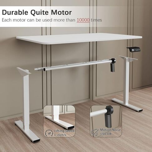 Furmax Electric Height Adjustable Standing Desk Large 55 x 24 Inches Sit Stand Up Desk Home Office Computer Desk Memory Preset with T-Shaped Metal Bracket, Black in Saudi Arabia