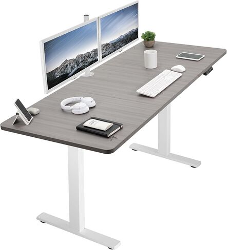 Vivo Electric 60 × 24 بوصة محطة عمل مكتب دائمة ، ضبط ارتفاع وحدة تحكم الذاكرة ، سلسلة 1B ، أعلى قطعة واحدة ، إطار أسود ، مكتب kit-1b6b in Kuwait