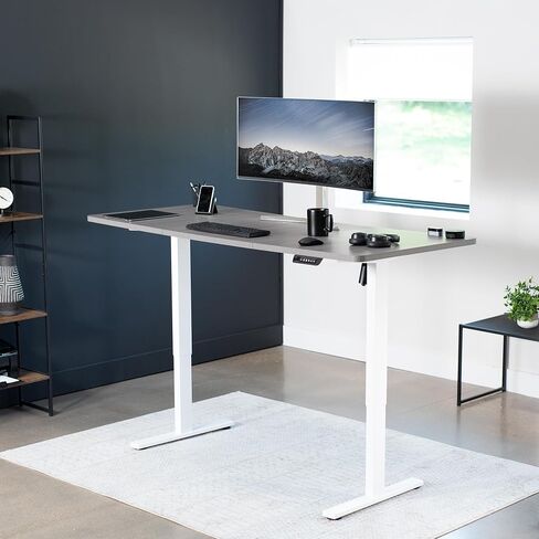 Vivo Electric 60 × 24 بوصة محطة عمل مكتب دائمة ، ضبط ارتفاع وحدة تحكم الذاكرة ، سلسلة 1B ، أعلى قطعة واحدة ، إطار أسود ، مكتب kit-1b6b in Kuwait