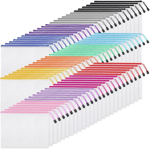 EOOUT 24pcs Mesh Zipper Pouch Bags, A4 Zipper Bags for Organizing Storage, Waterproof Zipper Pouches, Letter Size, File Bags for School, Toys, Puzzle, Board Games and Office Supplies in Kuwait
