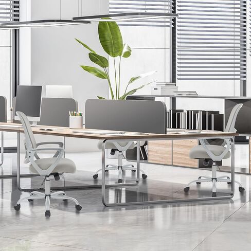 Sweetcrispy Office Computer Desk Managerial Executive Chair, Ergonomic Mid-Back Mesh Swivel Rolling Work with Wheels, Comfortable Lumbar Support, Comfy Arms for Home, Bedroom, Study, Student, Black in Saudi Arabia