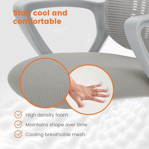 Sweetcrispy Office Computer Desk Managerial Executive Chair, Ergonomic Mid-Back Mesh Swivel Rolling Work with Wheels, Comfortable Lumbar Support, Comfy Arms for Home, Bedroom, Study, Student, Black in Saudi Arabia