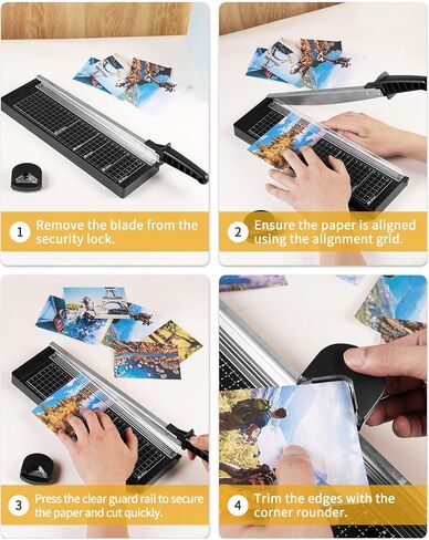 MAKEASY Paper Cutter 12 Inch, 8 Sheet Capacity, Heavy Duty Paper Cutter for Cardstock, Guillotine Paper Trimmer for Crafting, Classroom and Office in Saudi Arabia