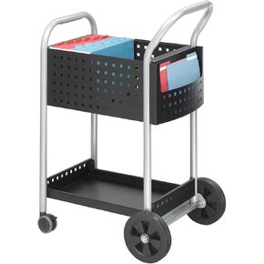 Safco Scoot Mail Cart: Durable Steel Design Holds up to 75 Legal-Sized Folders, Swivel Wheels, Silver Accents and Powder Coat Finish