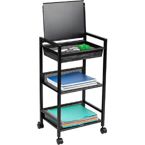 Mind Reader Cart with Drawers, Office Organizer, Storage, Bathroom, Metal Mesh, 15.75"L x 13"W x 24.25"H, Black in Kuwait