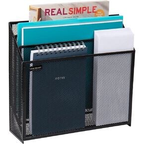 Mind Reader Vertical File Storage, Desktop Organizer, Workspace, Office, Metal Mesh, 12.5" L x 3.75" W x 11.5" H, Black