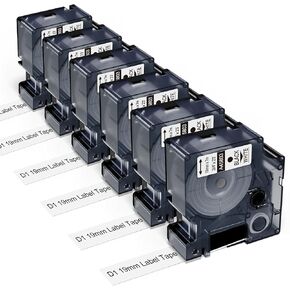 6-Pack Compatible Dymo D1 Label Tape 45013 Dymo Label Maker Refills d1 a45013 S0720530, Black on White, 1/2 Inch x 23 Feet, for Dymo LabelManager 160 210D 260P 280 360D 420P PnP 220P 260P 500TS 450DUO