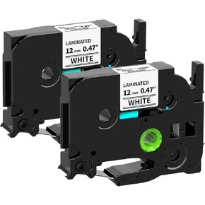 2 Pack Label Maker Tape 12mm 0.47" White Replacement for TZE2312PK Brother P-Touch Label Tape TZe-231 TZ-231, Compatible with Brother Ptouch Label Maker PT-D210 PT-H110 PT-D220 PT-D400