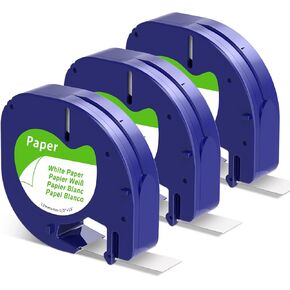 Label KINGDOM Compatible with DYMO Letratag Refills 91330 Label Maker Tape Compatible with Dymo Label Maker Refills 1/2" x 13' White Paper Label Tape for Labeler 200B LT-100H 100T Plus, 5-Pack