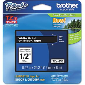 Brother Genuine P-touch TZE-FA3 Tape, 1/2" (0.47") Wide Fabric Iron-On Tape, Navy Blue on White, Can be Ironed onto Virtually Any Cotton Item, 0.47" x 9.8' (12mm x 3M), Single-Pack, TZEFA3