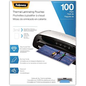 Fellowes Thermal Laminating Pouches, Letter Size Sheets, 3mil, 300 Pack, Clear (5247101)