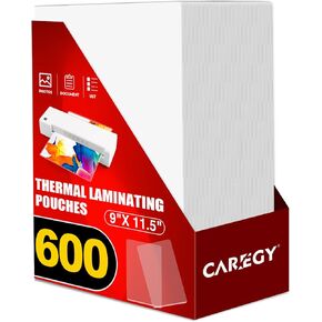 CAREGY 600 Pack Laminating Sheets,Thermal Laminating Pouches, 3 Mil, 9 x 11.5 Inches Lamination Sheet Paper for Laminator, Round Corner Letter Size