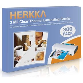HERKKA 100 Pack Laminating Sheets, Hold 11 x 17 Inch Sheet, 3 Mil Clear Thermal Laminating Pouches 11.5 x 17.5 Inch Lamination Sheet Paper for Laminator, Round Corner