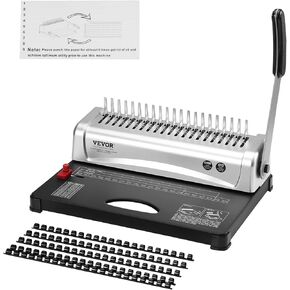 VEVOR Binding Machine, Comb Binding Machine 21-Holes Binding 450 Sheets, Book Binder Machine with 100 PCS 3/8'' Comb Binding Spines, for Letter Size, A4, A5
