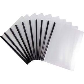 Cypress Lane Slide-Grip Report/Presentation/Thesis/Document/Paper/Resume Covers, Real Estate Brochure, File Organizer with Sliding Bar. Letter Size. Clear Front & Back (10 pcs Black)