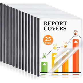 13 Pack Report Covers with Sliding Bar, Clear Report Covers for A4 and Letter Size Paper, Presentation Folders Resume Document Covers for School Office, Black