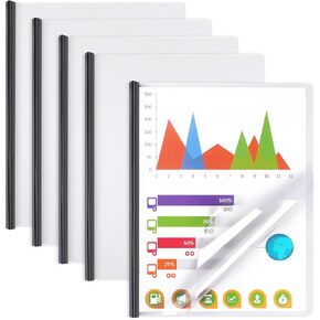 Report Covers with Sliding Bar, Clear Report Covers for A4 and Letter Size Paper, Resume Covers Presentation Folders File Document Binder for School Business, 70 Sheet Capacity
