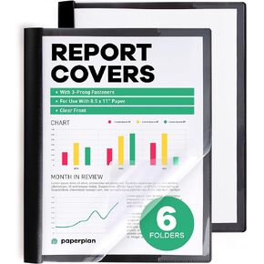 Report Covers - (30 Set), 8.5 x 11 Letter Size, 3-Prong Fasteners, Clear Front Plastic Folders - Perfect for Presenting Resumes, Proposals, and More with Professionalism