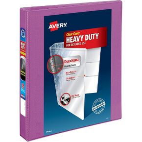 Avery Heavy-Duty 3 Ring Binder, 1 Inch Slant Rings, Orchid View Binder (79272)