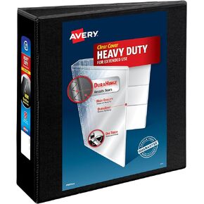 Avery Heavy-Duty View 3 Ring Binder, 3 Inch One Touch Slant Rings, 3.5" Spine, 1 Black Binder (79100)