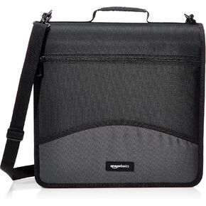 Amazon Basics Durable 3 Ring Binder with Zipper, Sturdy Storage to Keep Documents Organized, 3 Inch, Black