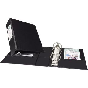 Avery Mini Durable 3 Ring Binder, 2" Round Rings, Holds 5.5" x 8.5" Paper, Label Holder, 1 Black Binder (27554)
