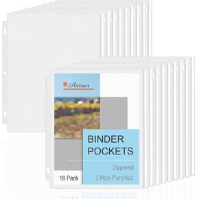 Antner 8 Pack Letter Size Size Binder Mobicets 3 roles zipper binder banders for 3 ring binder ، pvc 3 clear binder binder esercories roled exerts spoun store storage binder binder bind