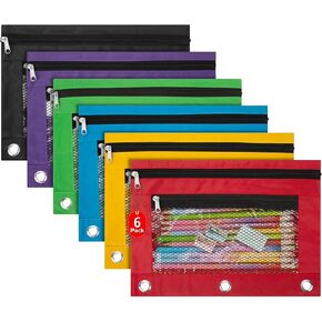 IKAYAS 20 Pack Pencil Pouch for 3 Ring Binder bulk Binder Pencil Pouch with Zipper, Pencil Pouches Pencil Bags for Classroom bulk Pencil Box Pencil Case for Storing School Students Teacher Supplies
