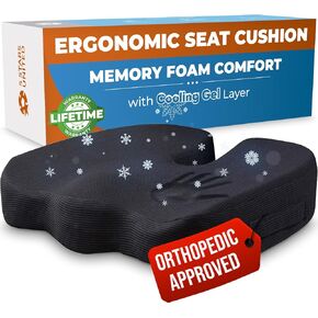 5 Stars United Seat Cushion لكراسي المكاتب - تناسب 18 مقعدًا "x14" ، عظم الذنب ، تخفيف آلام العصابة - بعقب ، ضغط وعرق النسا - ألعاب ، كرسي متحرك ، وسادة للسيارات والمكتب ، الأسود