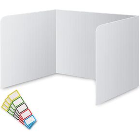 4-Pack Classroom Privacy Shields for Student Desks - Easy to Clean Plastic Desk Divider Folder Study Carrel Sneeze Guard for Student Testing Dividers Boards